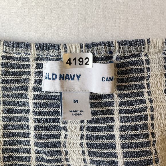 Old Navy Women Midi Dress M Blue Striped Sundress Sleeveless Cami Pockets - Picture 2 of 10